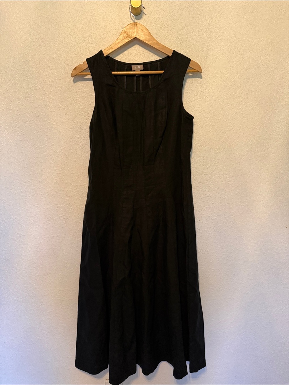 Perfect J. Jill black Sleeveless Linen Midi Dress with Pintuck fit flare medium